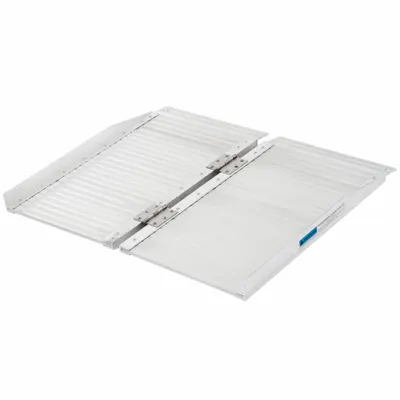 SILVER SPRING Wheelchair Ramp: Wheelchair Ramp, Silver, 2 ft Retracted Lg, ADA, 2 1/2 ft Usable Wd - Wheelchair Ramps without Handrails