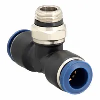 AIGNEP USA Push-Fit Tee Fitting: 3/16 in OD x 3/16 in OD x 1/8 in Pipe Size, Nylon, Black (MPN 85210-03-02)