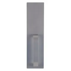 This DETEX mechanical exit device trim is a dummy pull handle for use with exit push bars on doors up to 48 inches wide. Made of aluminum with a silver finish, it is ADA compliant and provides a non-latching pull for egress applications in commercial and industrial settings.