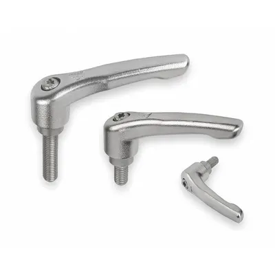 KIPP Adjustable Handle: SS, 1/4"-20 Thread, 30 mm Thread Lg - Corrosion-Resistant Teardrop-Style Adjustable Handles with Threaded Stud