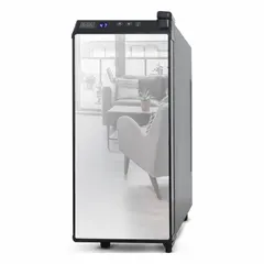 This BLACK & DECKER beverage cooler offers 1.5 cu ft total capacity with 5 shelves for organizing drinks and perishables. Manual defrost operation and black finish. Suitable for small spaces such as home bars, offices, or dorm rooms.