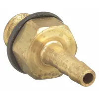 Brass barbed tube fitting with 1/16 in ID x 1/16 in ID size, Barbed x MUNF connection, rigid standard barb configuration. Used to connect tubing to MUNF ports in pneumatic or fluid systems