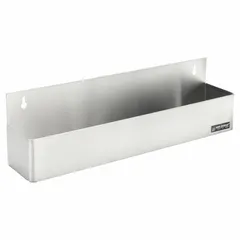 This SAN JAMAR speed rail is a hang-on stainless steel rack with one tier that holds up to five bottles. It is designed for use in commercial bar and kitchen settings to keep frequently used bottles organized and within easy reach. The silver stainless steel construction provides corrosion resistance and easy cleaning.