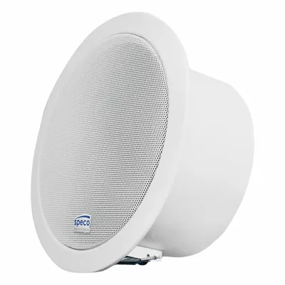 SPECO TECHNOLOGIES Ceiling Speaker: Powered, 2-Way, 8 in Overall Wd, 3 1/2 in Overall Ht - Ceiling-Mount Speakers