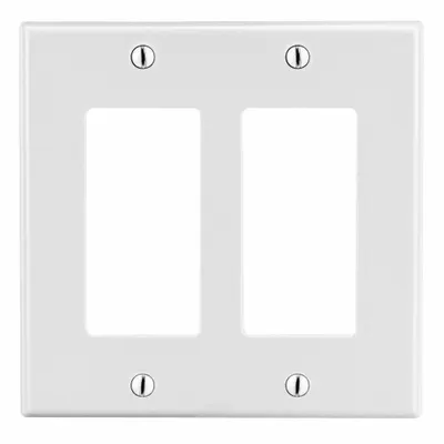 HUBBELL Wall Plate: Decorator-Rocker, 2 Gang, White - General Purpose Wall Plates