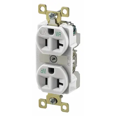 BRYANT Receptacle: Duplex, 5-20, White, 125V AC, 20 A, 2 Pole / 3 Wire (MPN BRY5362WWR) - General Purpose Receptacles