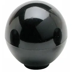 Ball knob with threaded hole made from thermoset material. Features a 1.25 in diameter, 1/4"-20 thread, and 60 mm thread length. Used for manual adjustment and clamping on industrial machinery, control panels, and equipment.