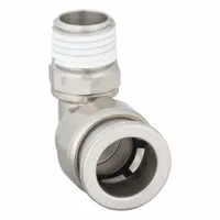 SMC Push-Fit Elbow Fitting: 1/2 in OD x 1/4 in OD Size, Push-to-Connect x MNPT, Stainless Steel (MPN KQG2L13-N02S)