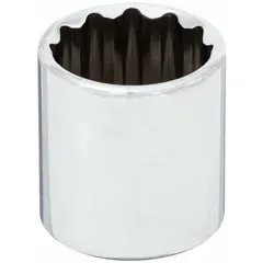 This 3/8" drive hand socket features a 13/16" SAE socket size with a 12-point standard configuration. Constructed from chrome, it is suitable for tightening or loosening hex fasteners in automotive, machinery, and general industrial applications.