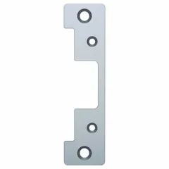 Chrome-finished electric strike faceplate from HES, measuring 4-7/8 inches in height. Provides a finished trim for compatible electric strikes in access control and security applications on commercial doors.