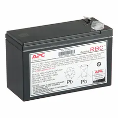 Sealed lead-acid replacement battery for UPS systems. 12 V DC, 9 Ah capacity with detachable cable connection. Compatible with APC BX950MI-AZ model. Provides backup power during outages for connected equipment.