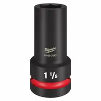 MILWAUKEE Impact Socket: 1 in Drive Size, SAE, 1 1/8 in Socket Size, 6-Point, Deep, Black Phosphate (MPN 49-66-7843)