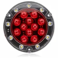 MAXXIMA Stop/Tail/Turn/Back-Up Light: LED, Stop, Turn, and Tail Combo Light, Red, Round, Flange (MPN M85417R)