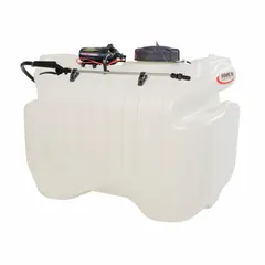 This FIMCO tailgate sprayer features a 40-gallon tank and a battery-powered pump, enabling cordless operation for vehicle-mounted use on ATVs or utility vehicles. It is suited for spraying tasks such as weed control, fertilization, and pest management on large properties.