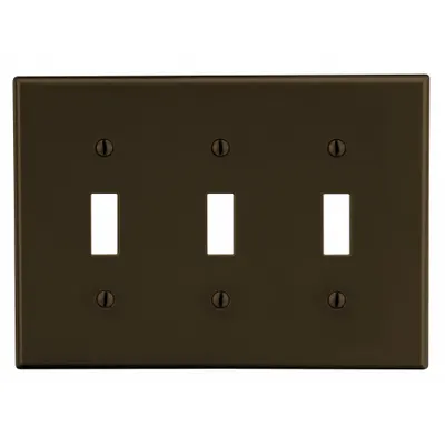 HUBBELL Wall Plate: Toggle, 3 Gang, Brown - General Purpose Wall Plates