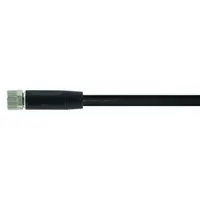 Cordset: M8 Female Straight X Bare Wire, 4 Pins, Black, PVC, 15 m Cable Lg, 24 AWG Wire Size (MPN 7000-08061-6111500)