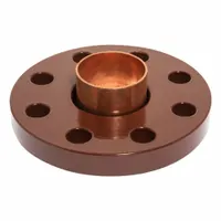 This low-lead cast copper and bronze tube flange is designed for sweat (solder) installation. It features a cup x flange configuration with no center stop, allowing a soldered joint on one side and a flanged connection on the other. Suitable for use in plumbing and HVAC systems for transitions in water or gas lines