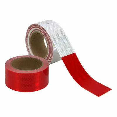 3M Premium Grade Reflective Strip: Marking/Trailers, Red/White, 2 in Wd, 12 in Lg - Vehicle Reflective Strips