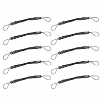 Pack of ten black polypropylene adaptor straps for attaching a barcode scanner to a compatible belt or harness. Universal size with unfinished finish. Used in industrial settings for hands-free scanning