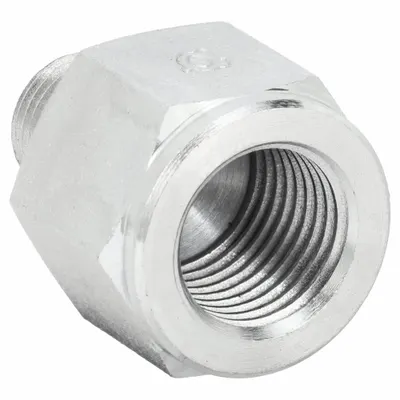 ADAPTALL Hydraulic Hose Adapter: 1/4 in x 1/4 in Fitting Size, Female x Male, BSPP x NPT - BSPP-to-NPT Steel Hydraulic Hose Adapters