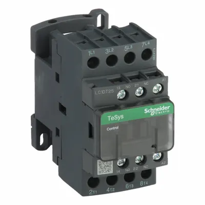SCHNEIDER Magnetic Contactor: Non-Reversing, 4 Poles, 4NO Contacts, 25 A - Non-Reversing IEC Contactors