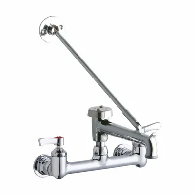 ELKAY Handle-Operated Faucet: Elkay, Brass, Centerset, Wall, 2 Mounting Holes - Centerset Kitchen Faucets