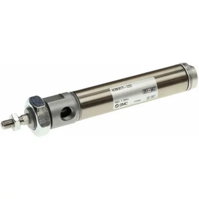 SMC Round Body Cylinder: 7/8 in Bore, 1 in Stroke, Stainless Steel, Nose Mounting - Nose Mount Cylinders