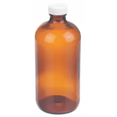This 500 mL amber glass bottle features a narrow mouth and 28-400 mm neck finish. Made from Type III soda lime glass, it provides UV protection for light-sensitive contents. Supplied without closure, it is suitable for laboratory storage and dispensing of reagents, samples, or media.