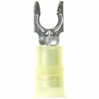 3M Fork Terminals: Yellow, Nylon, #10 Stud Size, 12 AWG – 10 AWG Wire Range, Locking Fork, 600 V (MPN MNG10-10FLK)