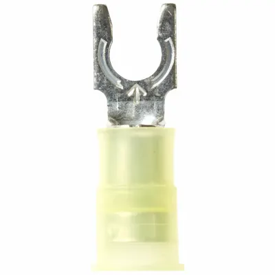 3M Fork Terminals: Yellow, Nylon, #10 Stud Size, 12 AWG – 10 AWG Wire Range - Insulated Fork Terminals