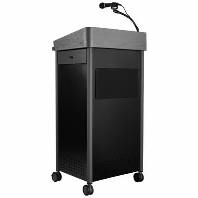 OKLAHOMA SOUND Sound Lectern: Charcoal, Clip-On Microphone/Handheld Microphone - Sound Lecterns