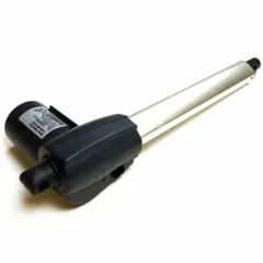 This head actuator is a replacement part for Basic American Zenith II healthcare beds. Constructed of plastic with a silver finish, it controls the positioning of the bed's head section to facilitate patient comfort and caregiver access.