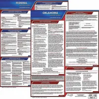 This poster set displays required federal and Oklahoma state labor law notices in Spanish. The durable plastic format measures 20 in x 24 in and is suitable for indoor wall mounting in workplaces needing bilingual compliance postings