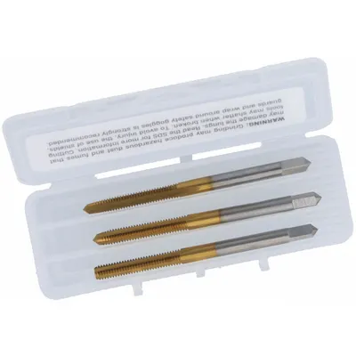 CHICAGO-LATROBE Tap Kit: #4-40 UNC, H2 / 3B, 3 Flute, TiN Coated High Speed Steel (MPN 174530) - Three-Piece Hand Tap Sets