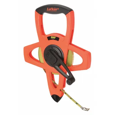 CRESCENT LUFKIN Long Tape Measure: Manual, PS1808N, SAE, 200 ft, 1/8 in, Plastic with Grip - Open-Reel Long Tape Measures