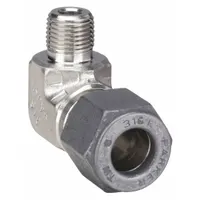 PARKER Compression Fitting Elbow: 3/8 in OD x 1/8 in Pipe Fitting Size, Compression x MNPT (MPN 6-2 CBZ-SS)