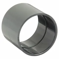 PVC coupler designed to join two sections of 4-inch diameter ductwork in HVAC and ventilation systems. Features 4 1/2-inch inlet and outlet diameters with a 4 1/4-inch overall length. Ensures a secure connection for efficient airflow in exhaust and fresh-air applications.