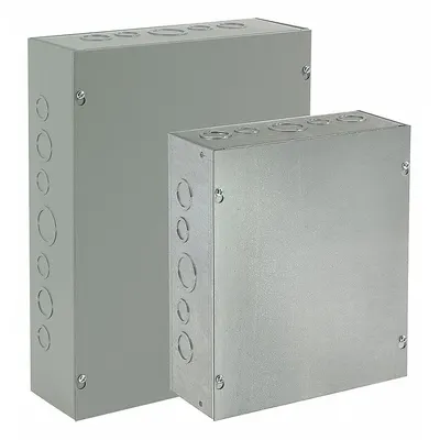 HOFFMAN Enclosure: Steel, 30 in x 30 in x 8 in, NEMA 1, Solid Cover, Screw On - Steel Indoor Enclosures with Screw-On Covers