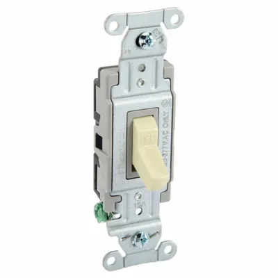 HUBBELL Wall Switch: Toggle Switch, Single Pole, Maintained, Ivory, 120/277V AC - Toggle Wall Switches
