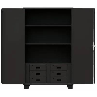 JAMCO Storage Cabinet: 36 in x 24 in x 78 in, Swing Handle & Padlock Hasp, 14 ga Panel Thick - Industrial Shelf Cabinets with Drawers