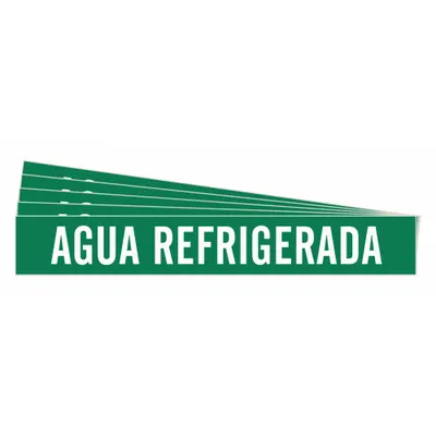 BRADY Pipe Marker: Agua Refrigerada, Green, White, Fits 8 in and Larger Pipe O.D. - Agua Refrigerada Adhesive Pipe Markers