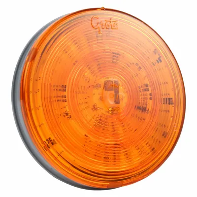 GROTE Stop/Turn/Tail Light: LED, Turn Signal Light, Amber, Round, 4 5/16 in Overall Dia - Turn Signal Lights