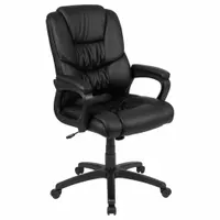 FLASH FURNITURE Office Chair: Flash Fundamentals, Black, Faux Leather Material, 24 1/2 in Back Ht (MPN CX-1179H-BK-GG)