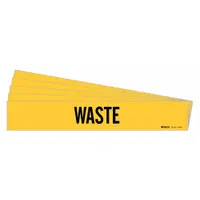 Pipe Marker: Waste, Yellow, Black, Fits 2 1/2 to 7 7/8 in Pipe O.D., 1 Pipe Markers, 5 PK (MPN 7298-1-PK)