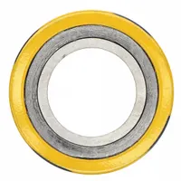 This spiral-wound gasket is designed for sealing flanged connections in piping systems. It features a graphite filler and 304 stainless steel winding, providing resistance to buckling under high-temperature and high-pressure conditions. Suitable for use in industrial applications such as steam, chemical, and oil and gas systems