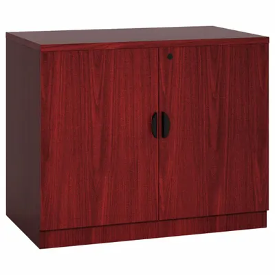 BOSS Storage Cabinet: Mahogany, Wood Laminate, 29 1/2 in Overall Ht, 31 in Overall Wd - Desk Height Storage Cabinets