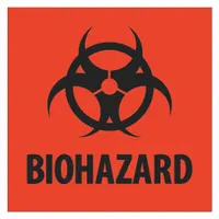 Biohazard Label: Biohazard, 2 in x 2 in, Red (MPN DL1305)