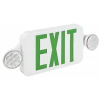 Exit Sign with Emergency Lights: White, 1 or 2 Faces, Green, LED, Ceiling/Wall, Nickel Cadmium (MPN CCG)
