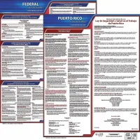 This poster set includes two Spanish-language polypropylene posters, each 19 inches by 27 inches, covering FMLA and other state and federal labor law posting requirements for Puerto Rico. Designed for workplace display to inform employees of their rights and employer obligations