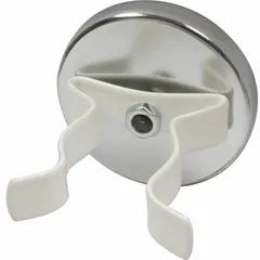 Round cup ceramic magnet with a holding style, encased with a clip for quick attachment. Measures 0.28 in thick with a 1 13/32 in outside diameter and delivers a max pull force of 11 lbf. Suitable for industrial fixturing and mounting applications where lightweight components or fixtures need to be held in place.